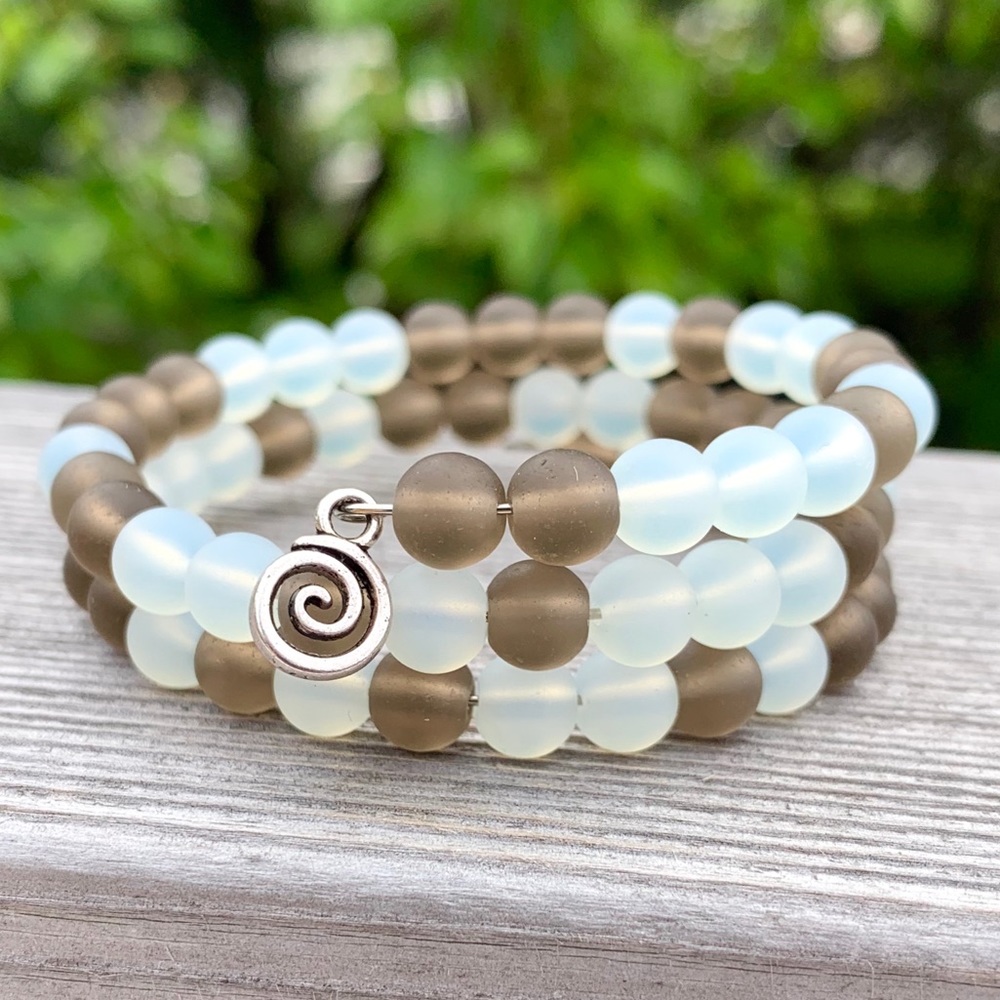 Smoke and Mirrors Sea Bead Wrap Bracelet